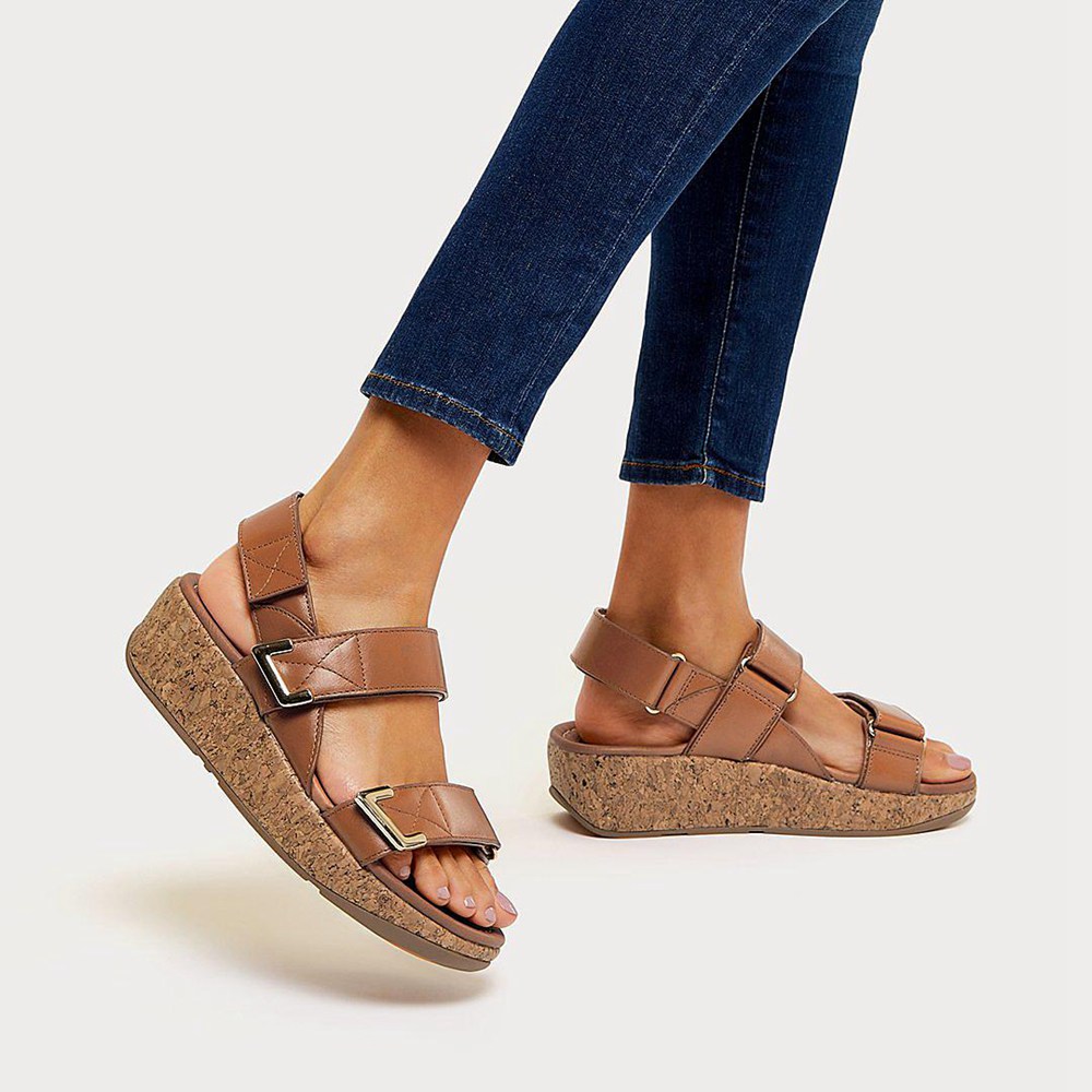 Fitflop Womens Sandals - Remi Adjustable Leather - Brown - 823-DKITFQ